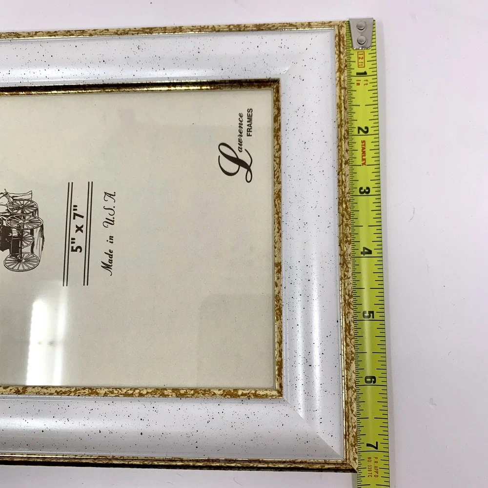 Vtg Lawrence Frames Photo Picture Frame White & Gold For 5x7